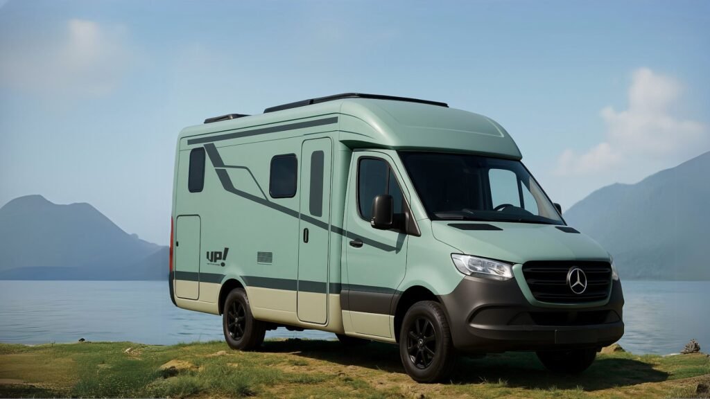 UP! Evolution motorhome chassi Sprinter 517 com design moderno e espaço para 6 pessoas